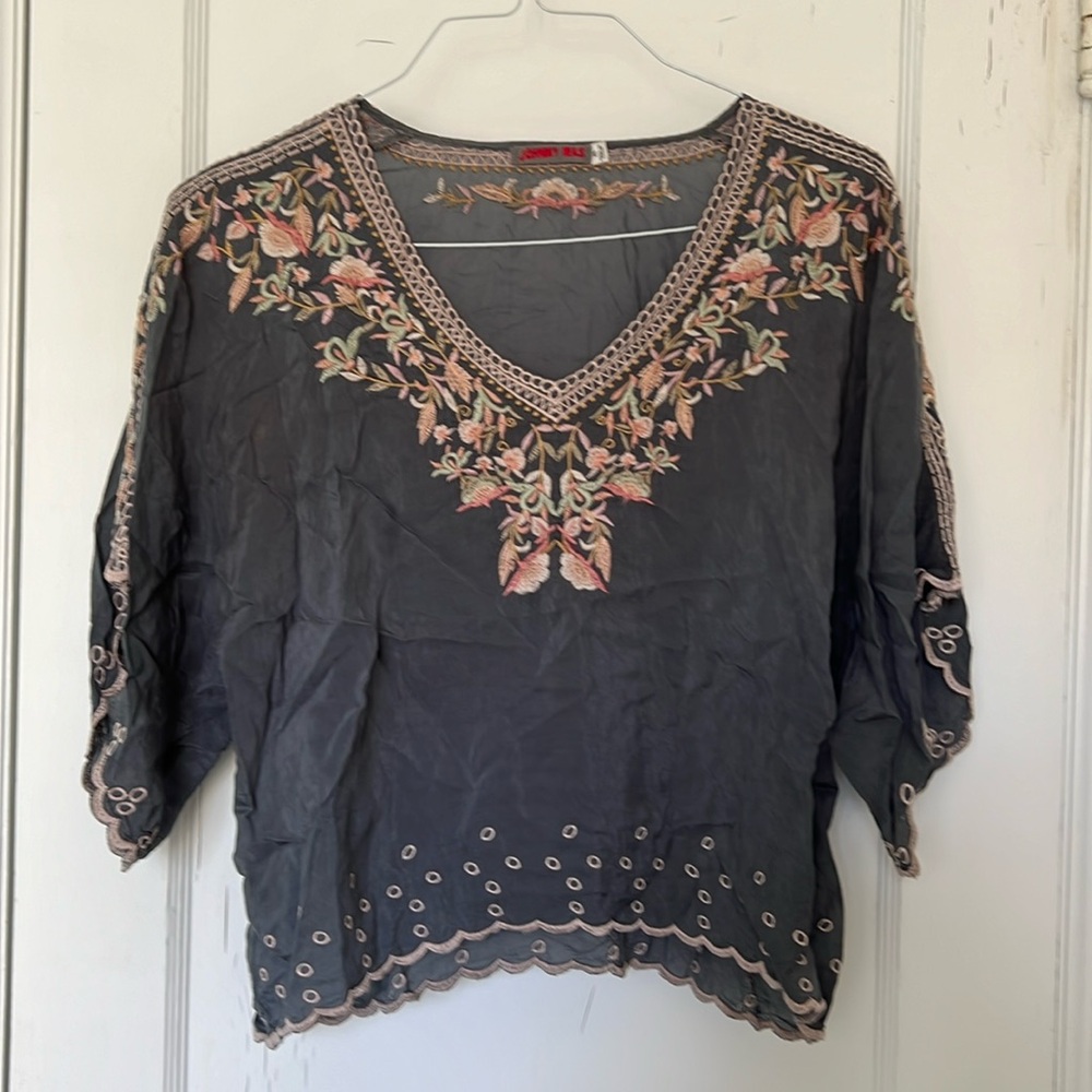 Johnny Was Ariel Cropped Blouse XS